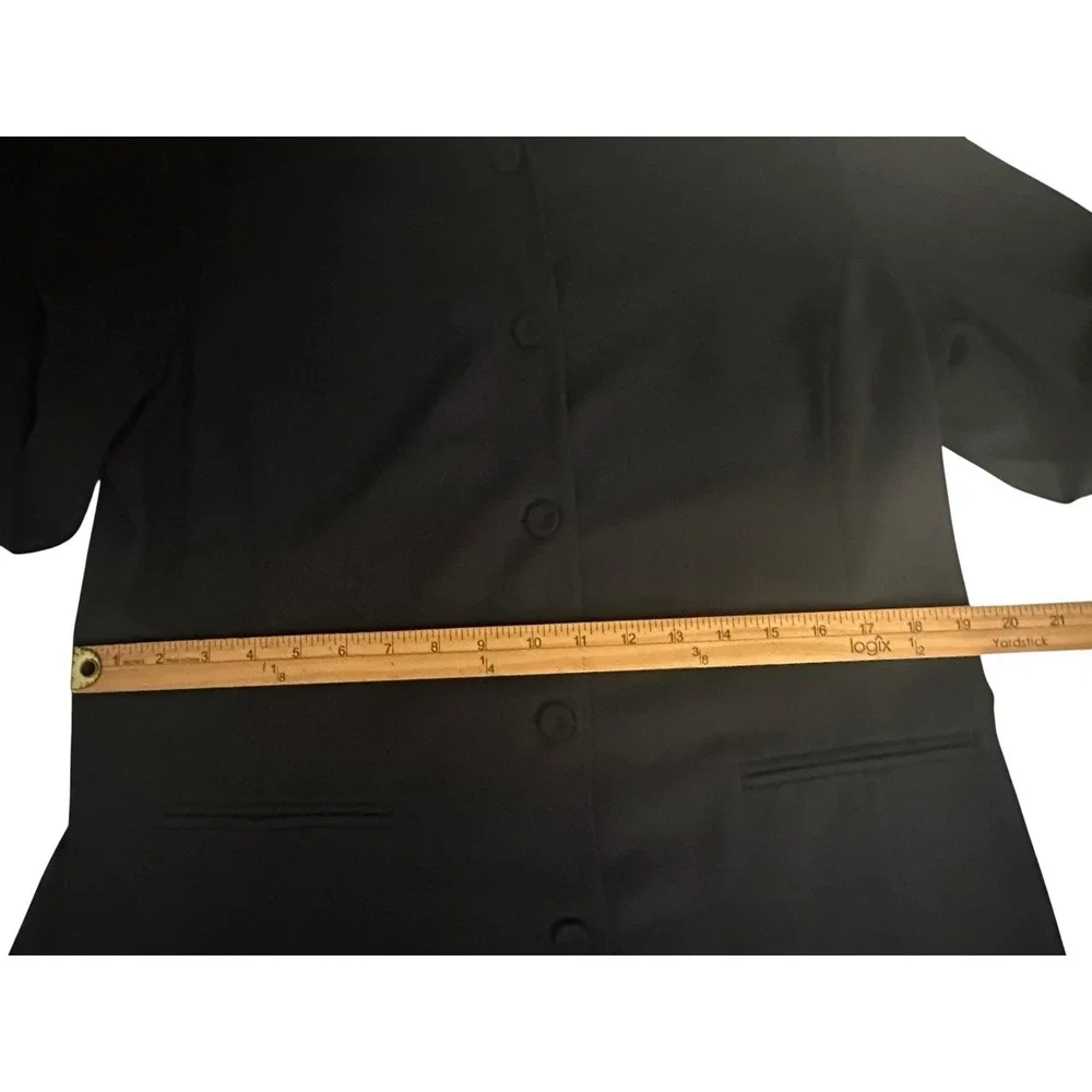 Eileen Fisher Mandarin  Collar Button Front Black Blazer Womens‎ Size PL